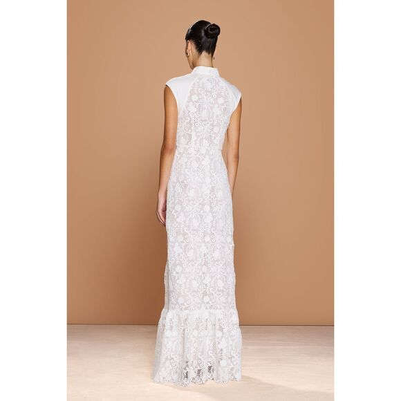 Sonya Moda Layan Lace Maxi Dress in White Formal Event Bridal Shower size S NWT - Picture 3 of 9